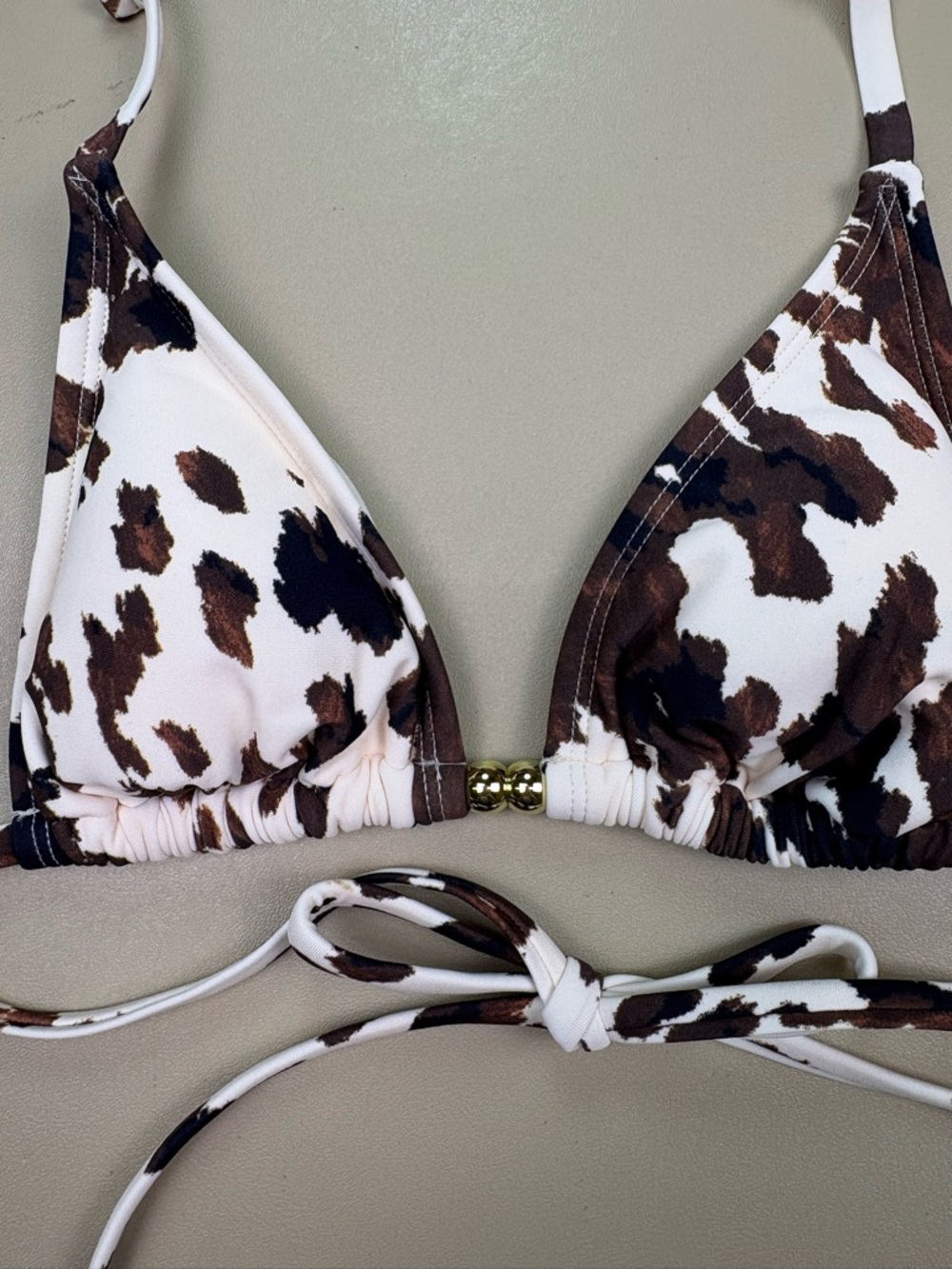wild fable Brown and White Animal Print Triangle Bikini Top - Picture 4 of 7
